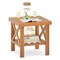 Natural Acacia Wood Outdoor Side Table with Shelf Rustic Patio End Table for Deck Garden Backyard Indoor Use